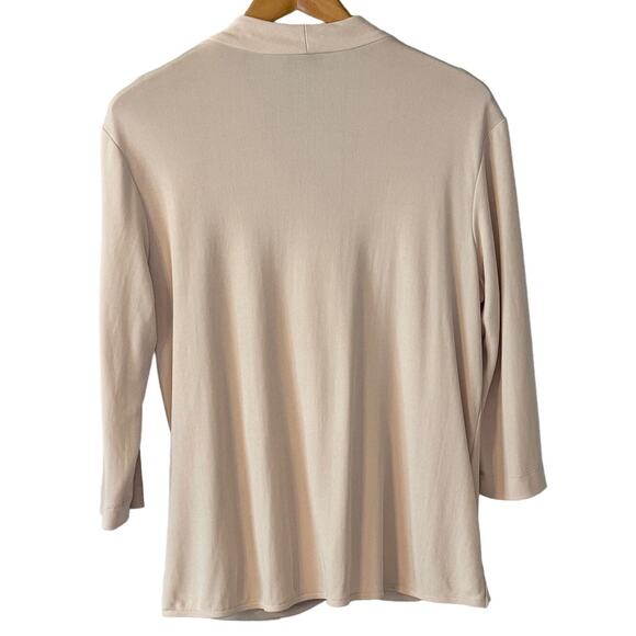 M.M. LAFLEUR The Deneuve Wrap Knit Crepe Creme Top Plus Size +1 - Picture 6 of 9